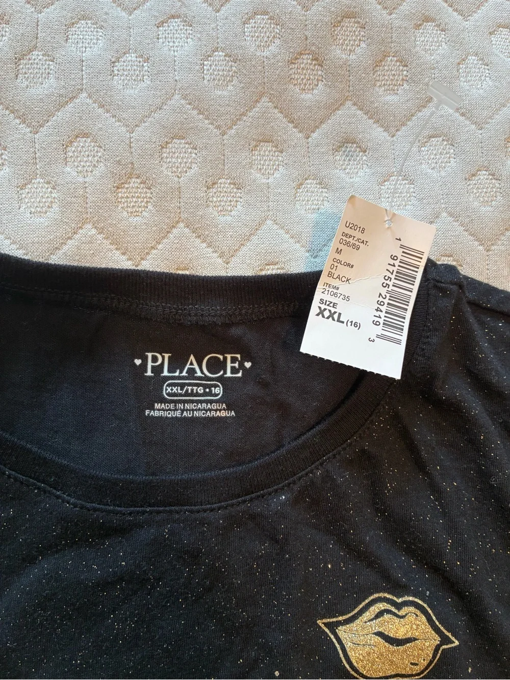 The Children's Place Black Tee with Gold 'SLAY Girl' Graphic